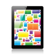 Labels coupons stickers on tablet pc