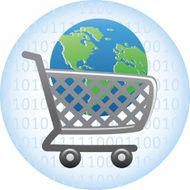 shopping cart with globe icon