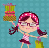 Retro Girl on Gifts Shopping N2