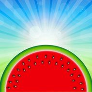 Abstract Natural Summer Background with Watermelon Vector Illus N12