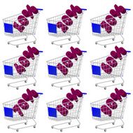 Blue 3D Shopping Cart with Discount Texts
