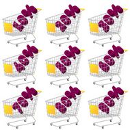 Yellow 3D Shopping Cart with Discount Texts