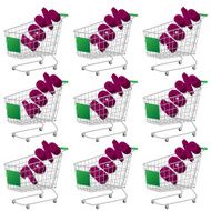 Green 3D Shopping Cart with Discount Texts