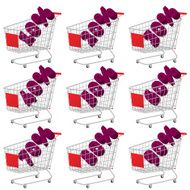 Red 3D Shopping Cart with Discount Texts