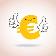 Euro sign thumbs up mascot cartoon character