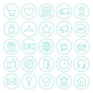 Line Circle Online Shopping E-commerce Website Icons Set