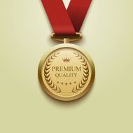 Gold medal Premium quality vector