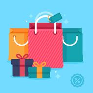 Vector sale concept in flat styled price tags