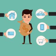 Salary man and payment bill Debt concept