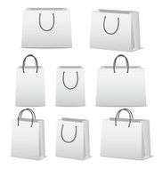 Blank paper shopping bags set isolated on white N21