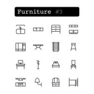 Set line thin icons Vector Shopping furniture