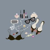 Inside woman&#039;s bag separated objects N2