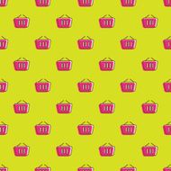 Vector shopping cart icons seamless pattern Shopping background in cartoon