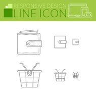 Line icons Responsive design Wallet and shopping basket