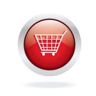Cart icon red glossy with white background