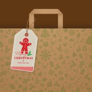 Christmas label on gift bag