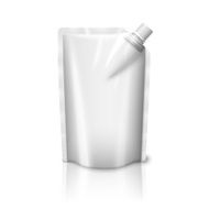 Blank white realistic plastic pouch with cap