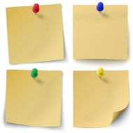 Set of yellow sticky notes isolated on white background