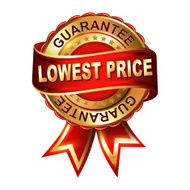 Lowest price guarantee golden label with ribbon