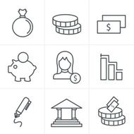 Line Icons Style banking icons