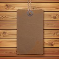 Realistic vintage label on wooden planks