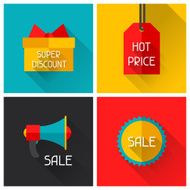 Sale and shopping advertising posters in flat design style