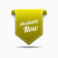 Available Now Yellow Label Icon Vector Design