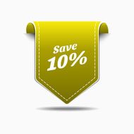 Save 10 Yellow Label Icon Vector Design