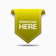 Download Here Yellow Label Icon Vector Design