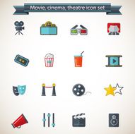 Movie cinema and theater icon set