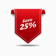 Save 25 Red Label Icon Vector Design