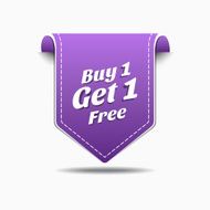 Buy 1 Get Purple Label Icon Vector Design