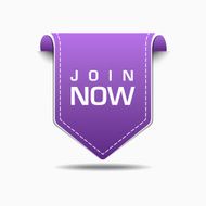 Join Now Purple Label Icon Vector Design