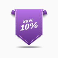 Save 10 Purple Label Icon Vector Design