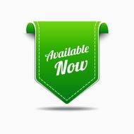 Available Now Green Label Icon Vector Design