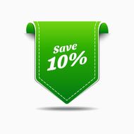 Save 10 Green Label Icon Vector Design