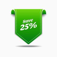 Save 25 Green Label Icon Vector Design