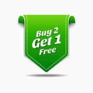 Buy 2 Get 1 Green Label Icon Vector Design