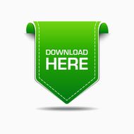 Download Here Green Label Icon Vector Design