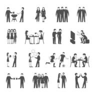 Friends black icons set