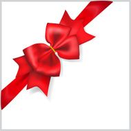 Red bow with diagonally ribbon