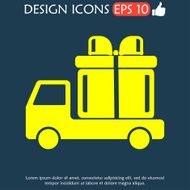 truck with a gift vector icon N5