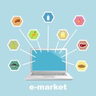 Laptop with foodstuff