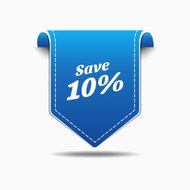 Save 10 Blue Label Icon Vector Design