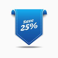 Save 25 Blue Label Icon Vector Design