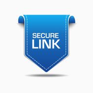 Secure Link Blue Label Icon Vector Design