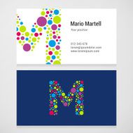Modern letter M circle Business card template N2