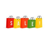 Shopping Bags Sale Isolated On White Vector Illustration