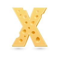 Cheese X letter Symbol isolated on white