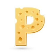 Cheese P letter Symbol isolated on white